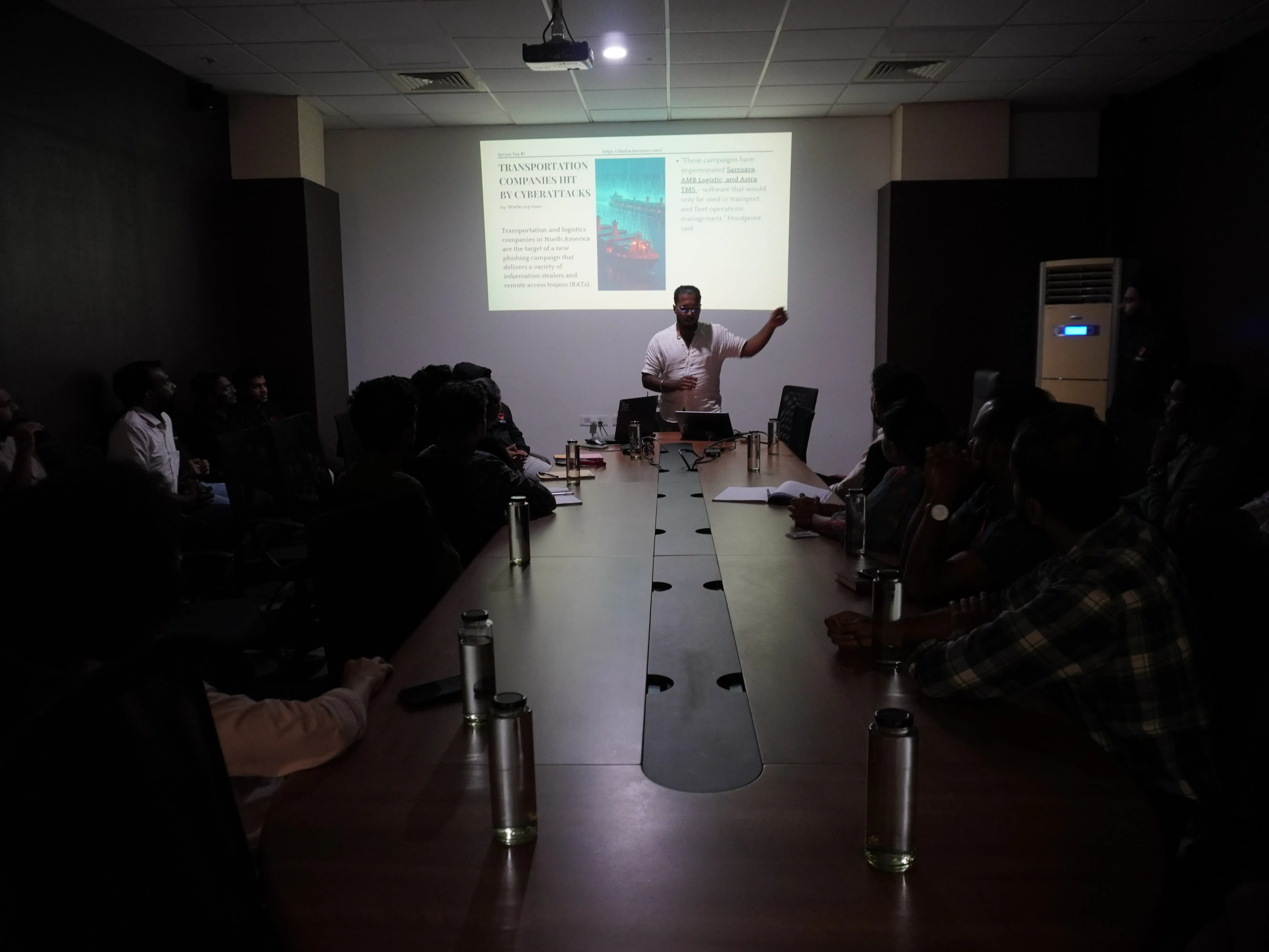 Presenting team about cybersecurity attacks